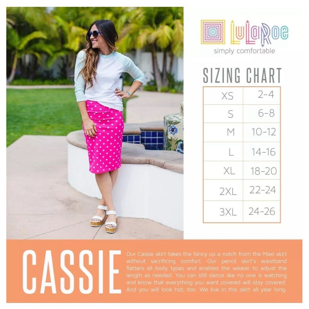 NEW Lularoe Cassie Skirt Women's L Blues Fitted Pull On Stretch NWT - Picture 2 of 10
